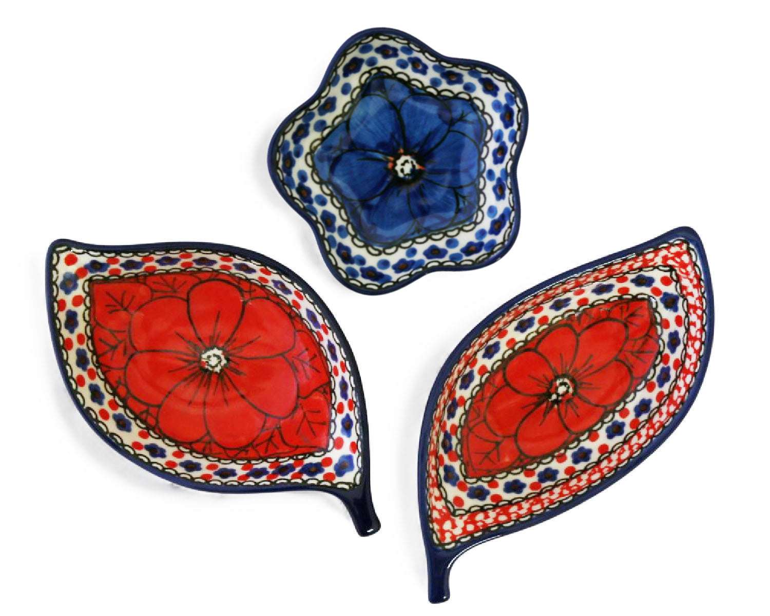 Unikat Set of 3 Dishes - Red Leaf