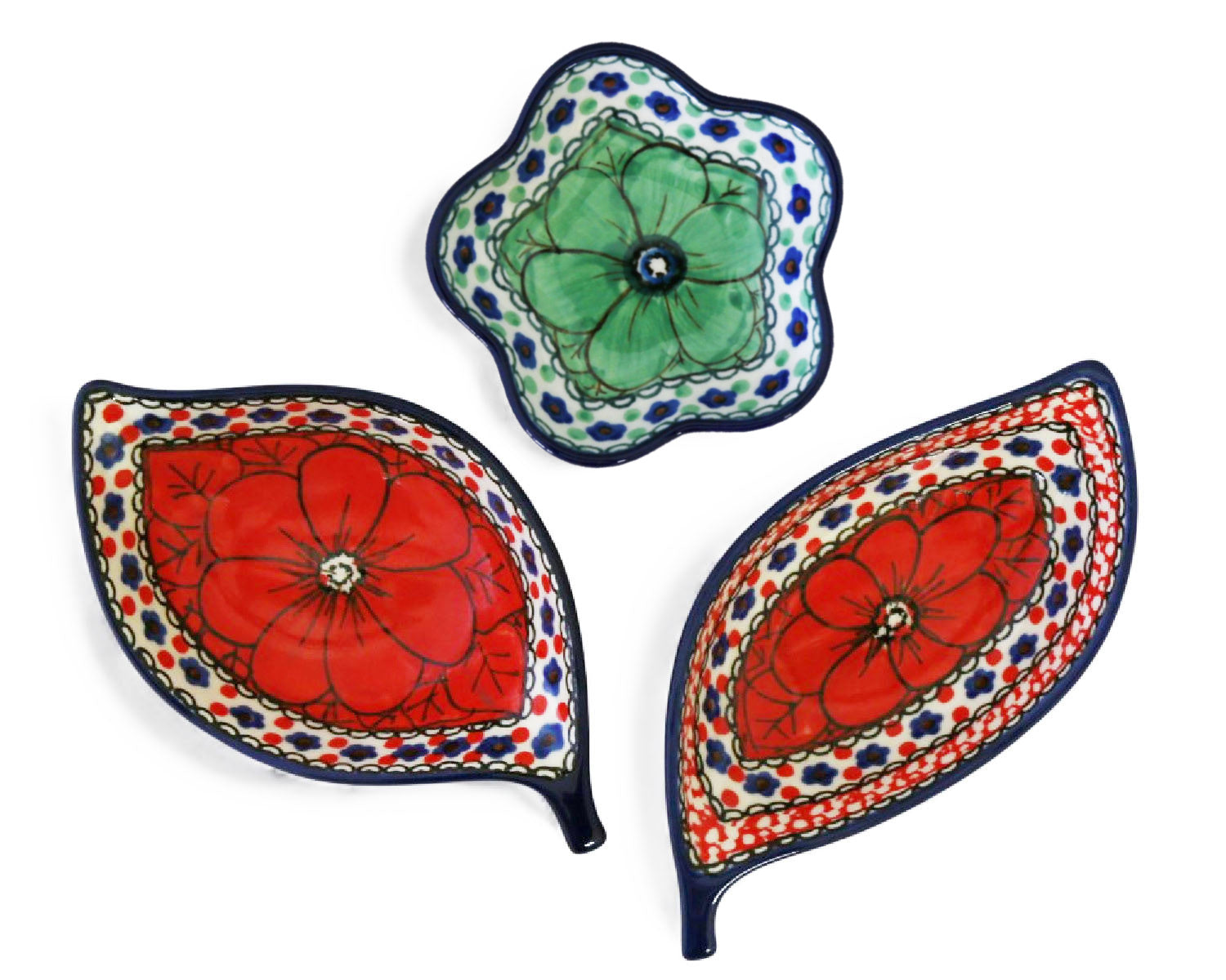 Unikat Set of 3 Dishes - Red Leaf