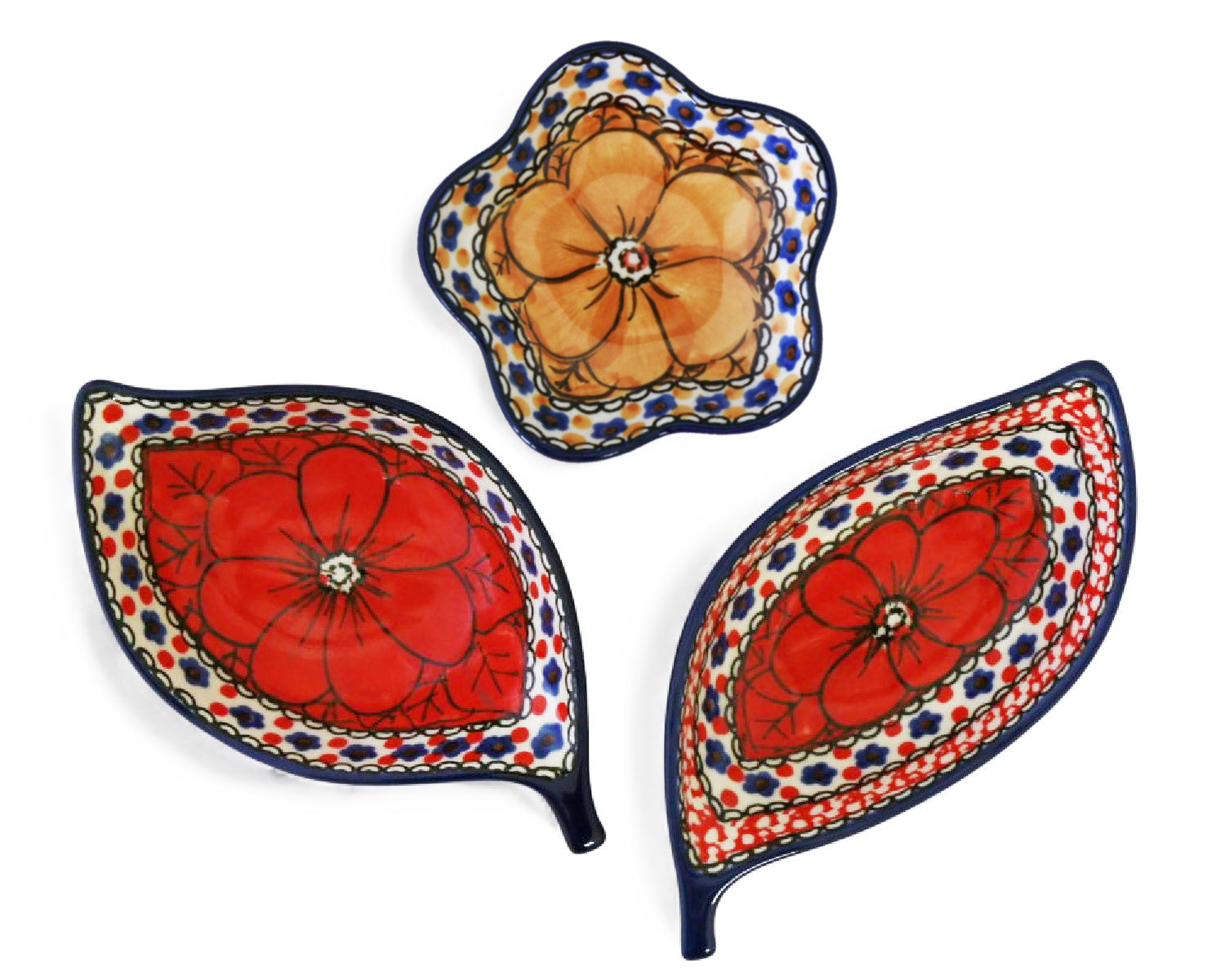 Unikat Set of 3 Dishes - Red Leaf