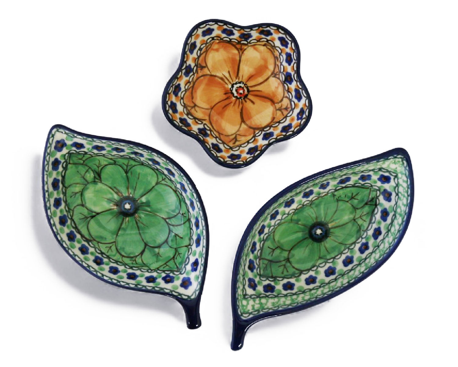 Unikat Set of 3 Dishes - Green Leaf