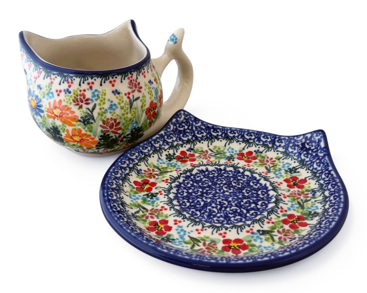 9 oz Unikat Cat Mug & Saucer