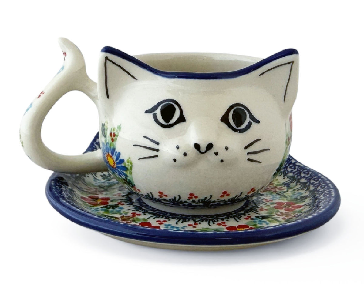 9 oz Unikat Cat Mug & Saucer