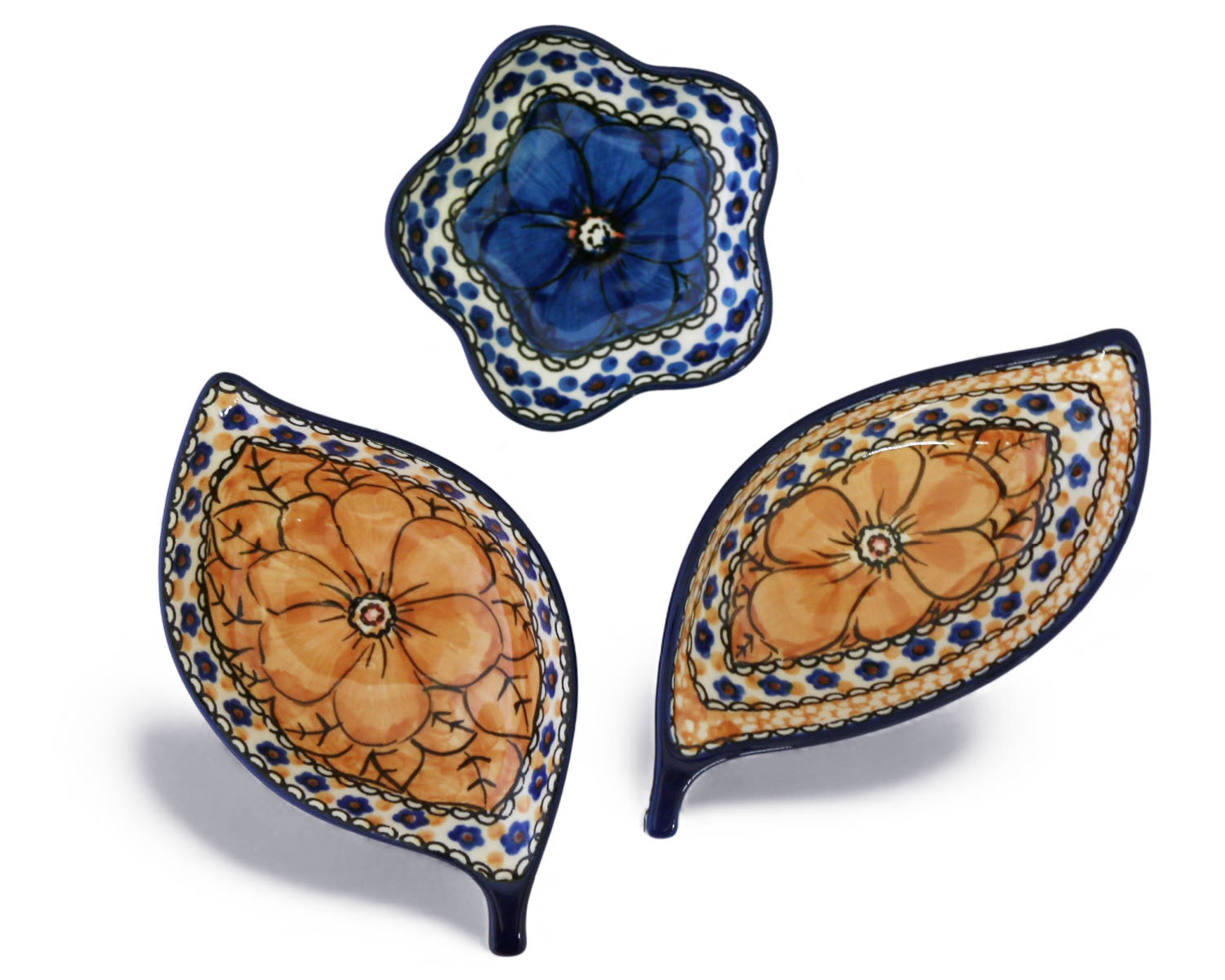 Unikat Set of 3 Dishes - Orange Leaf