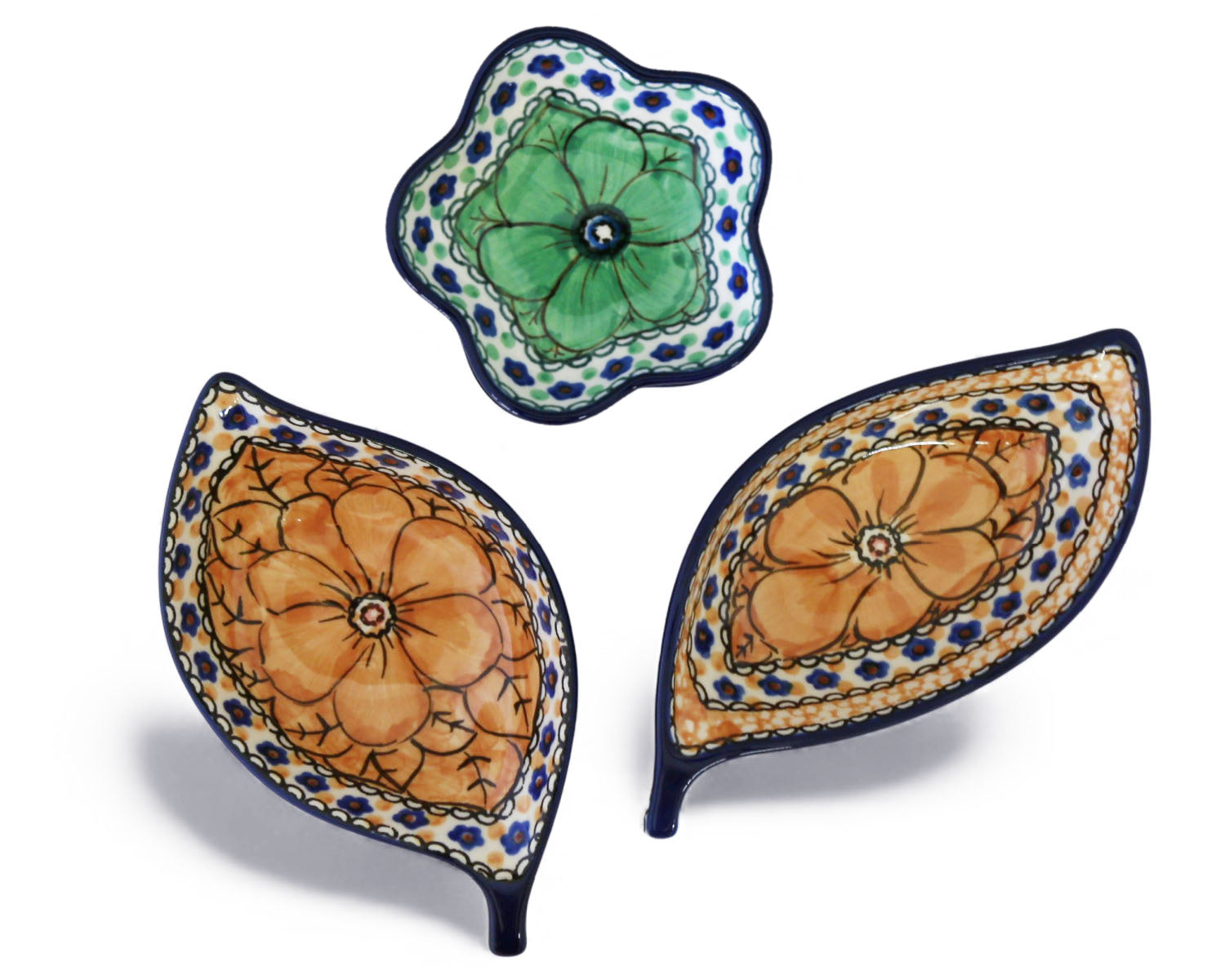 Unikat Set of 3 Dishes - Orange Leaf