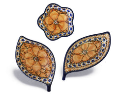 Unikat Set of 3 Dishes - Orange Leaf