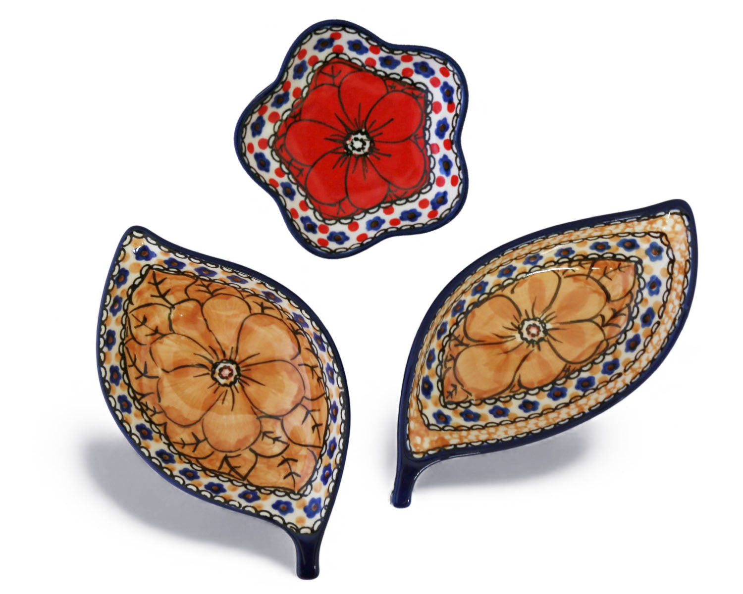 Unikat Set of 3 Dishes - Orange Leaf