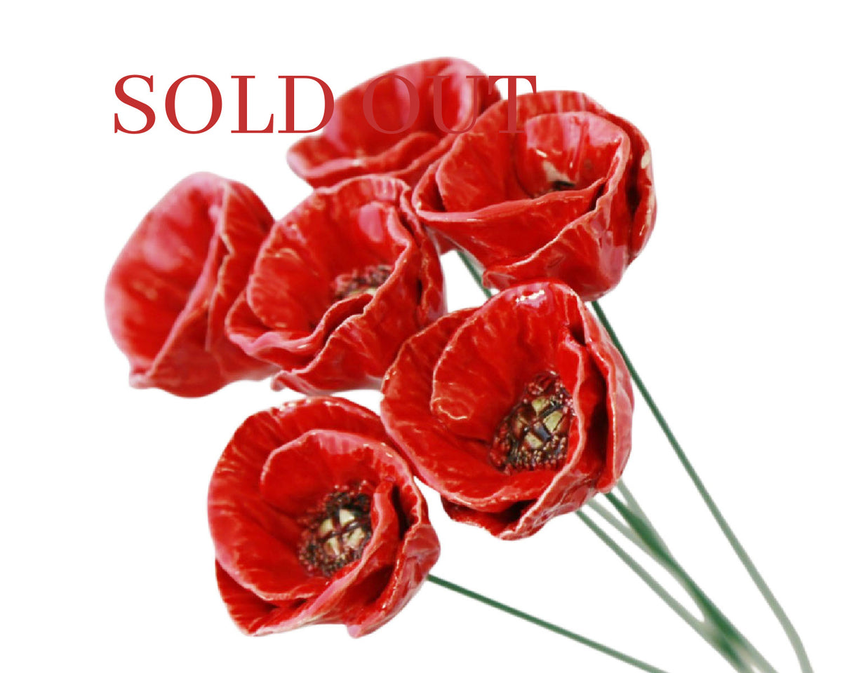 Medium & Large Poppy Ceramic Flower