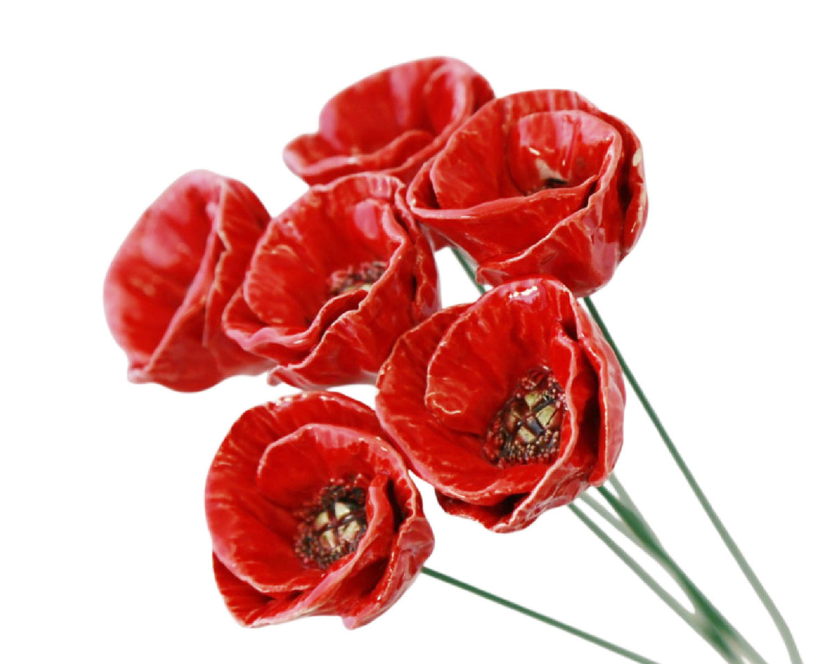 Medium & Large Poppy Ceramic Flower