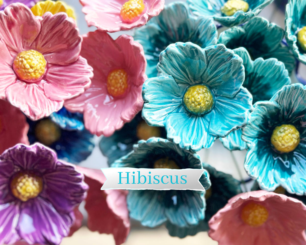 Large Hibiscus Ceramic Flower