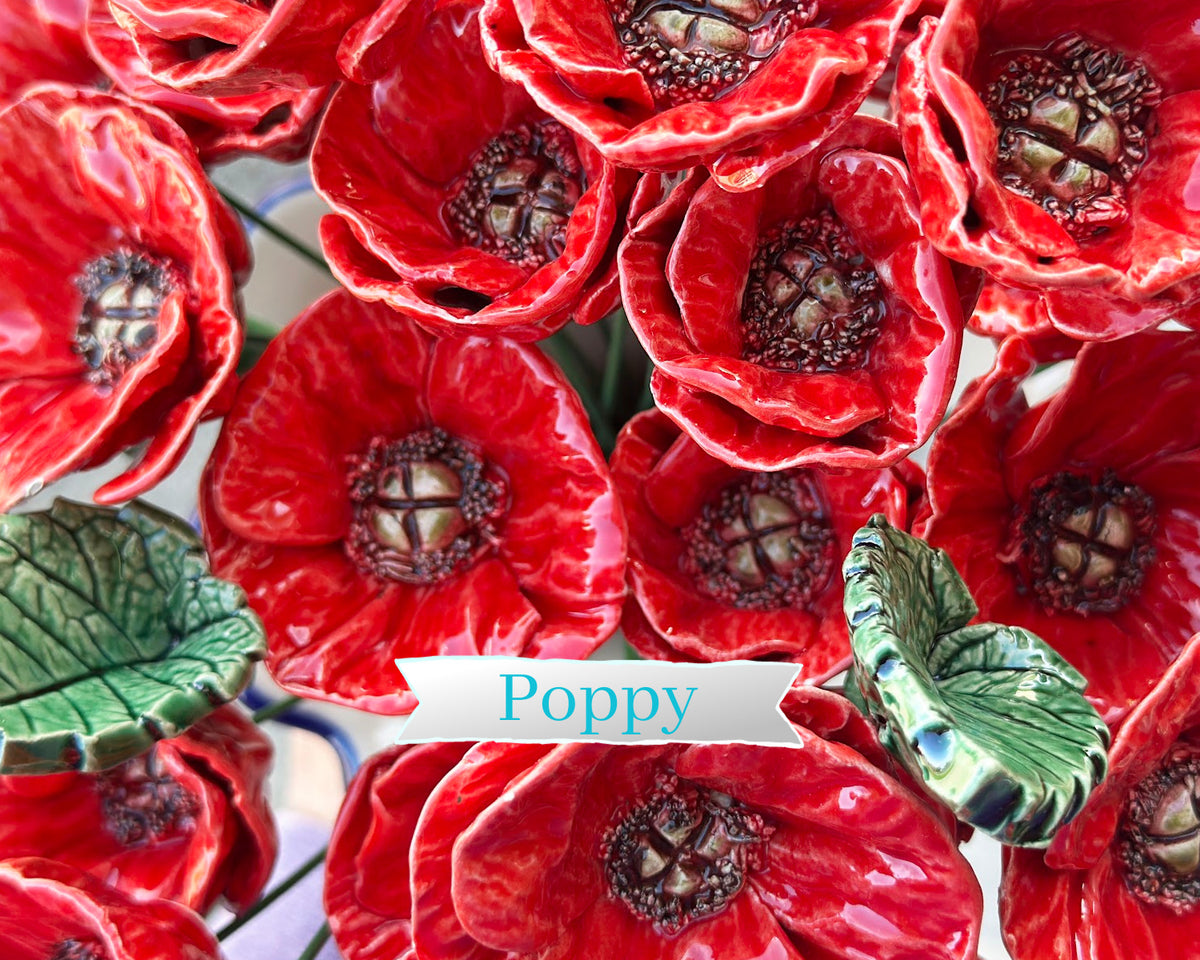 Medium & Large Poppy Ceramic Flower
