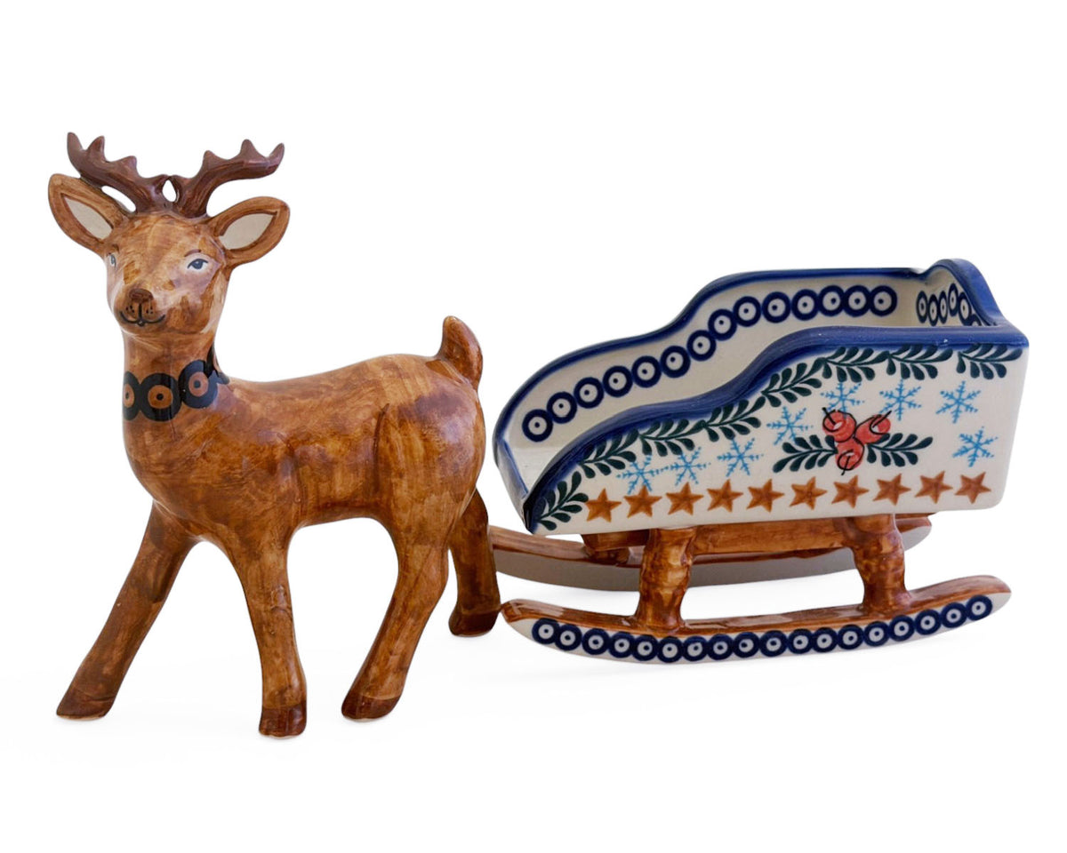 Large Reindeer & Sled Figure Set
