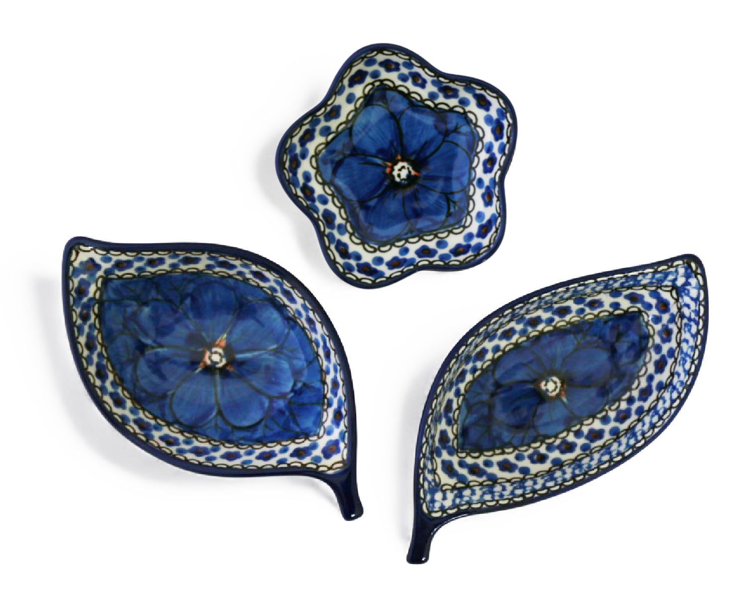 Unikat Set of 3 Dishes - Blue Leaf