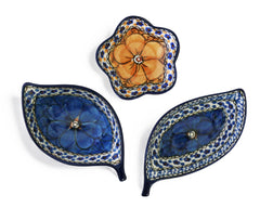 Unikat Set of 3 Dishes - Blue Leaf