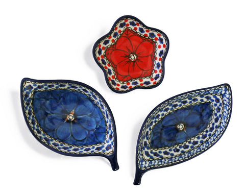 Unikat Set of 3 Dishes - Blue Leaf
