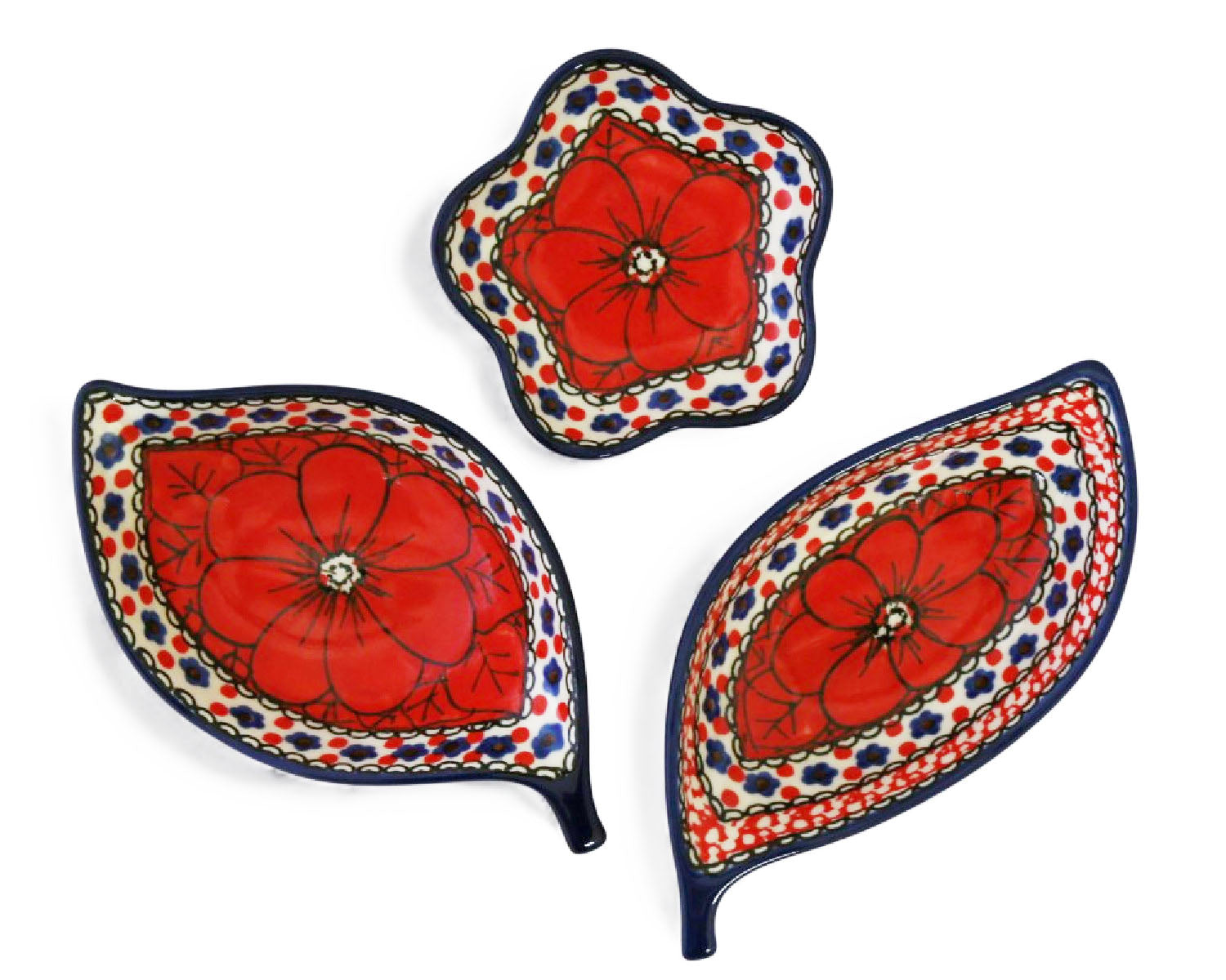 Unikat Set of 3 Dishes - Red Leaf