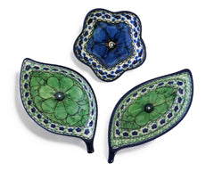 Unikat Set of 3 Dishes - Green Leaf