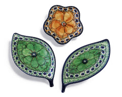 Unikat Set of 3 Dishes - Green Leaf